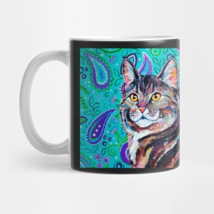 Tabby on Paisley - Cat portrait Mug